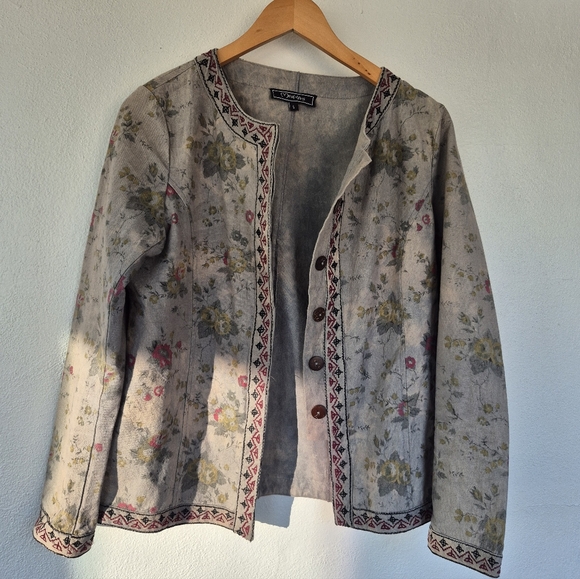 Minkas Jackets & Blazers - 100% Cotton Floral Jacket With Embroidery By Minkas Womens Small